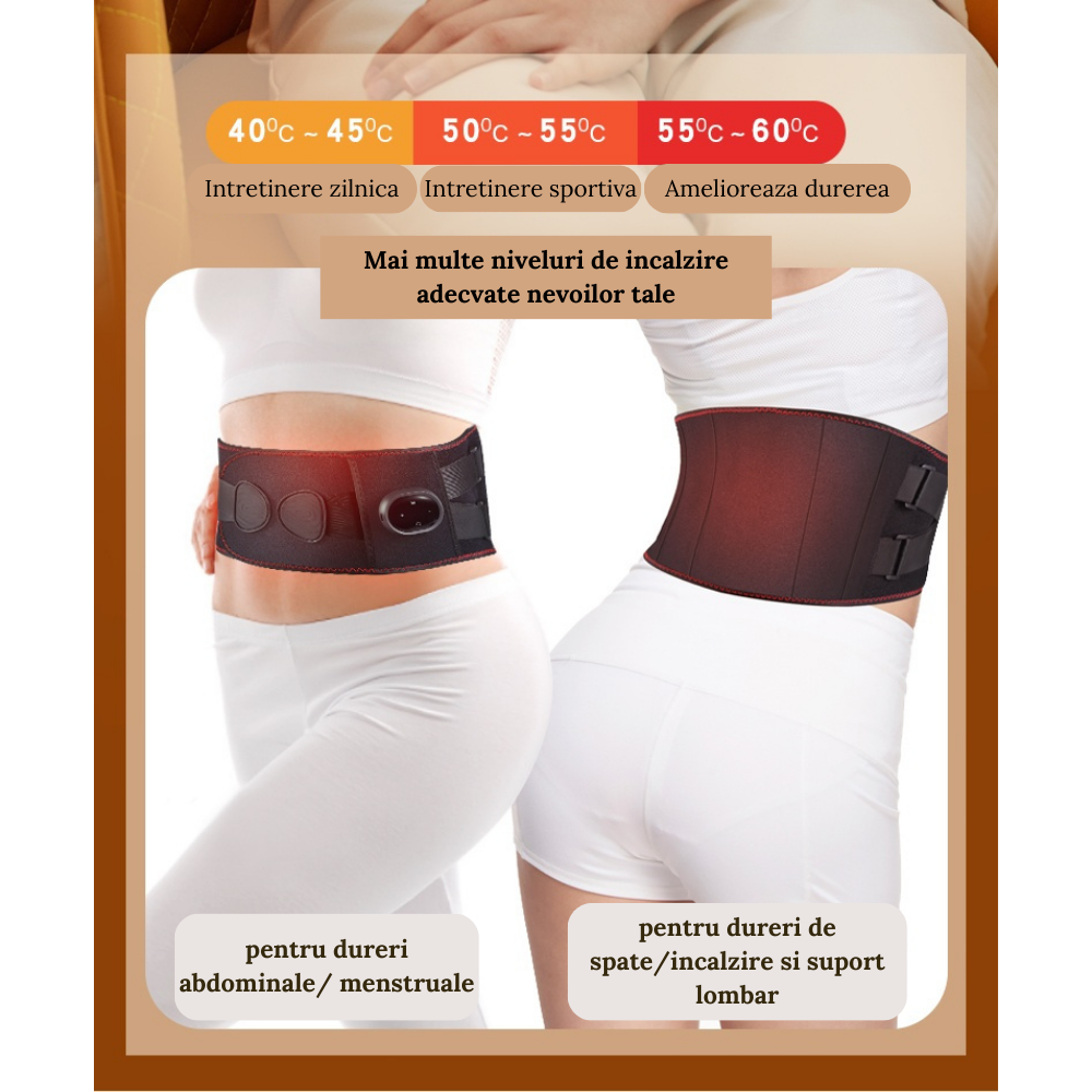 Centura lombara, cu incalzire termica si masaj, Albastru - Cuprosmart