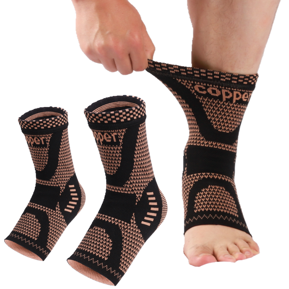 Set 2 sosete de compresie pentru Glezna cu fir de cupru CuproSmart®, Sport - Cuprosmart