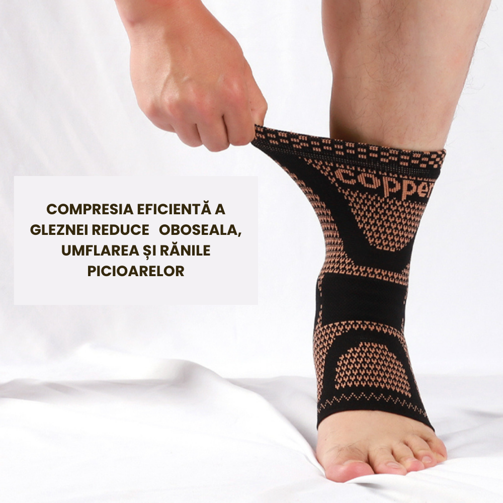 Set 2 sosete de compresie pentru Glezna cu fir de cupru CuproSmart®, Sport - Cuprosmart