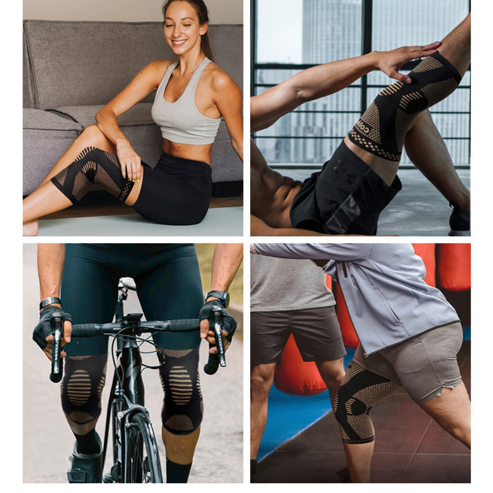 Set 2 Genunchiere compresive cu fir de cupru CuproSmart®, Negru/Beige Cuprosmart