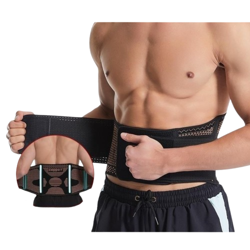 Centura Compresie Lombara Dubla cu Fir de Cupru CuproSmart®, Reglabila, 4 Bare de sprijin - Cuprosmart