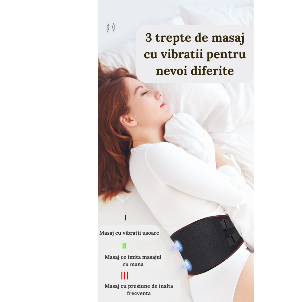 Centura lombara, cu incalzire termica si masaj, Albastru - Cuprosmart