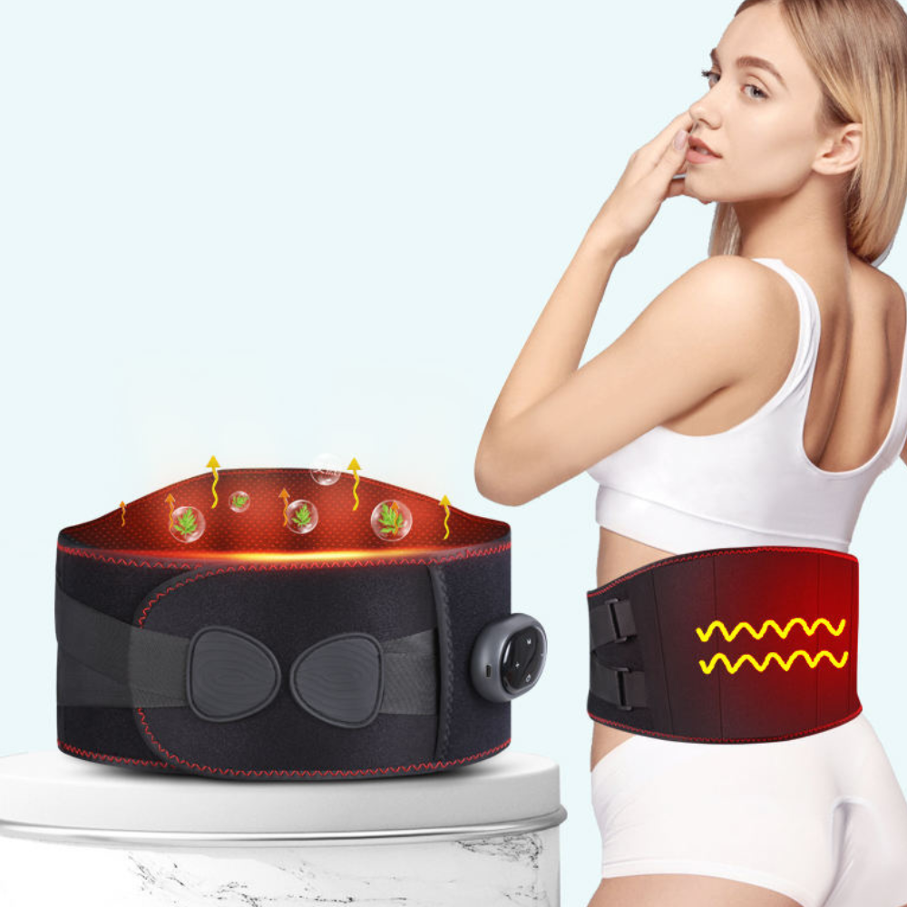 Centura lombara, cu incalzire termica si masaj, Albastru - Cuprosmart